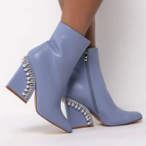 AZALEA WANG PEARL BOOTIE IN PERIWINKLE SIZE 8